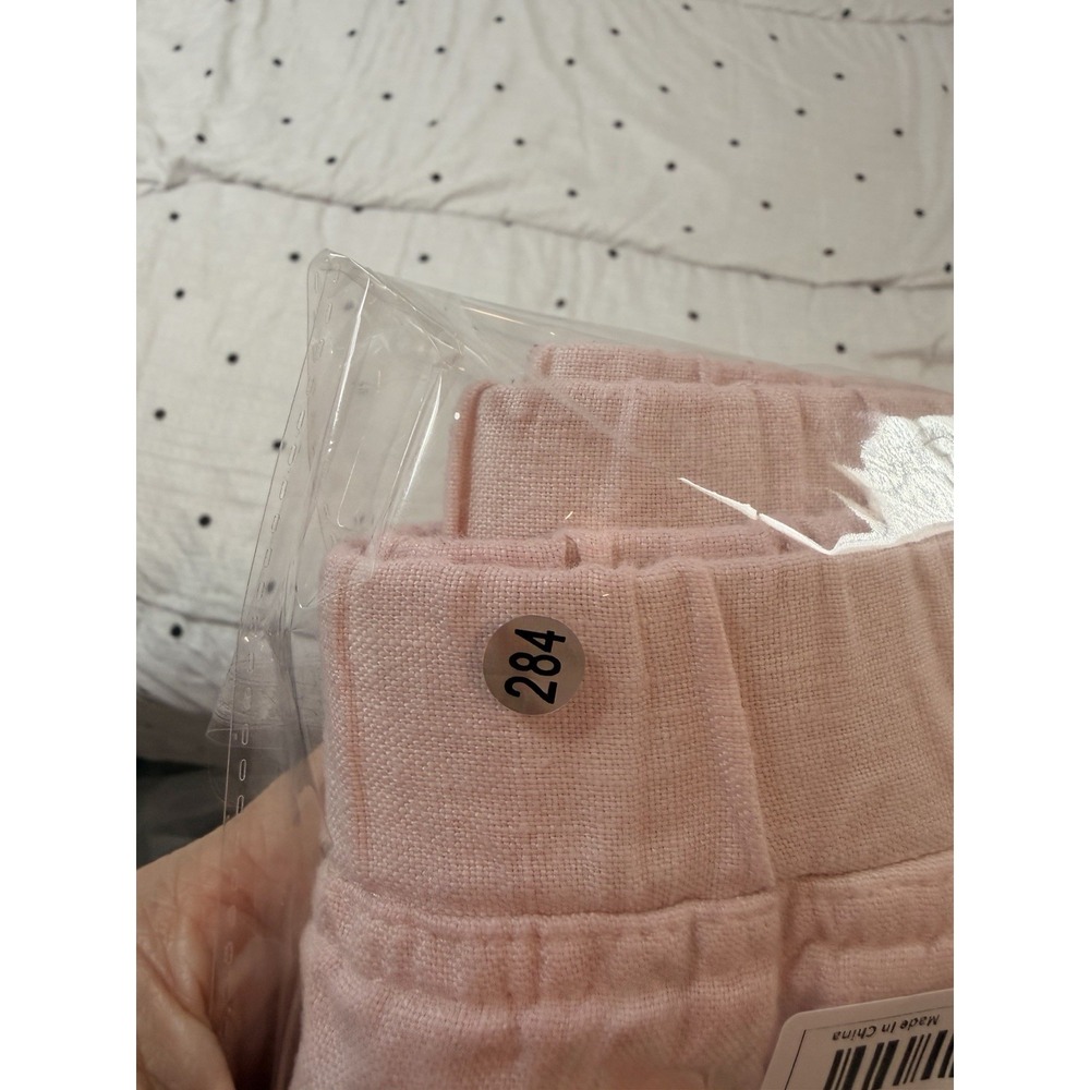 Madewell Pink Linen Pull On Shorts Embroidered Detail Lined Sz XL - Picture 7 of 7